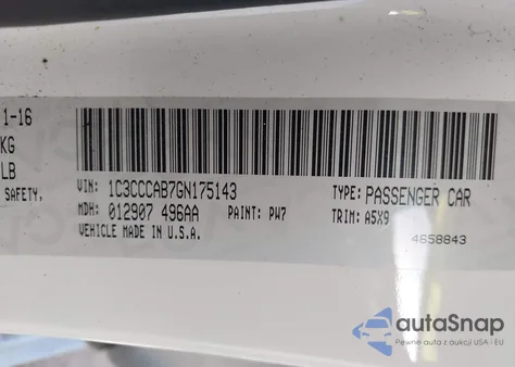 2016 Chrysler 200 Limited z USA, uszkodzony, nr VIN 1C3CCCAB7GN175143